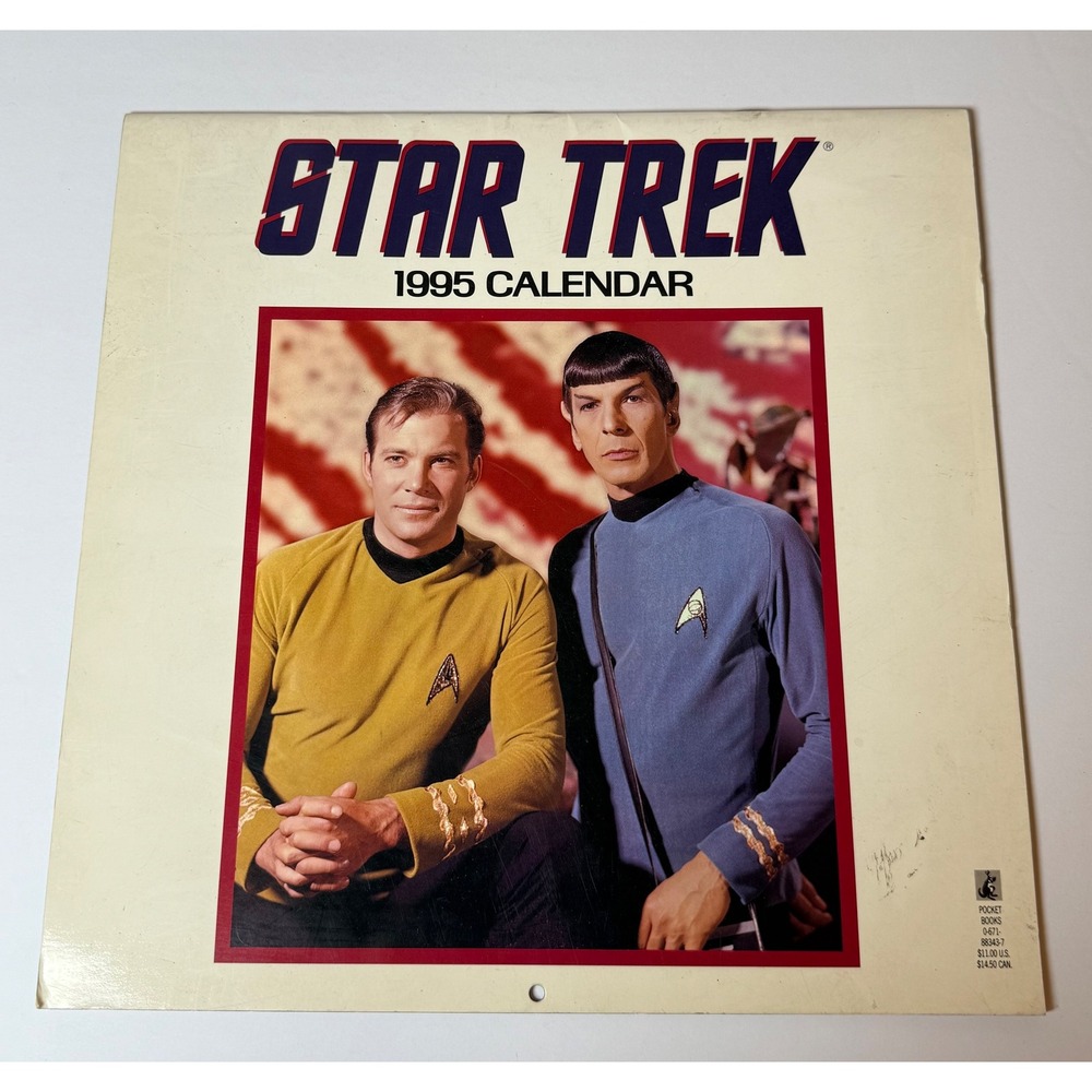 Star Trek 1995 Wall Calendar Kirk‎ Spock Original Series Collectible